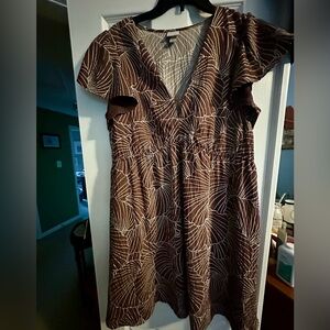 a new day Brown and White Leaf Maxi Dress